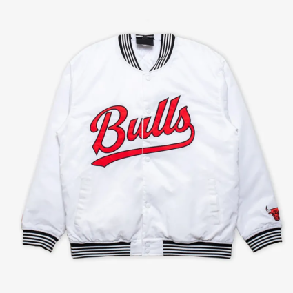 Chicago Bulls White Varsity Nylon Jacket