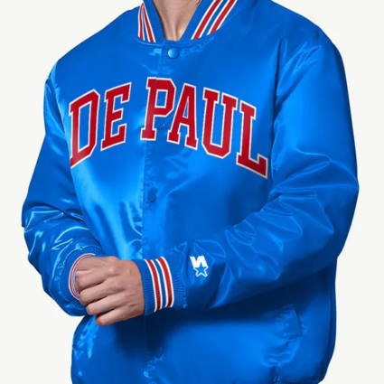 Depaul Blue Demons Royal Blue Satin Varsity Jacket