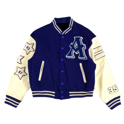 LA Angels Vintage Blue and Cream Varsity Jacket