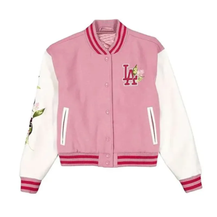 LA Dodgers Floral Pink Varsity Jacket