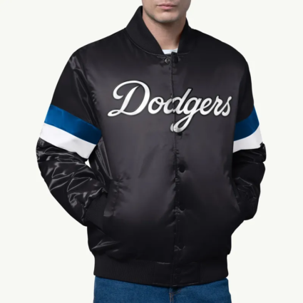 LA Dodgers Prime Black Varsity Satin Jacket
