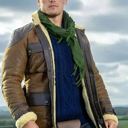 Men in Kilts Sam Heughan Shearling Jacket