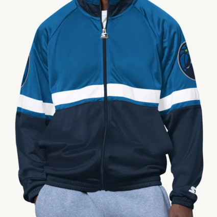 Minnesota Timberwolves Veteran Blue and Navy Track Jacket