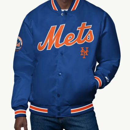 NY Mets Bomber Varsity Satin Jacket
