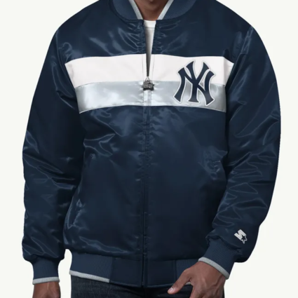 NY Yankees Ambassador Navy Varsity Satin Jacket
