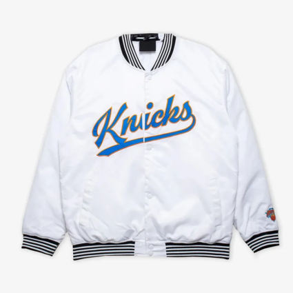 New York Knicks White Varsity Nylon Jacket