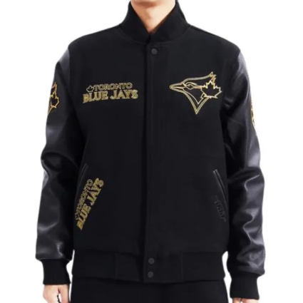 Toronto Blue Jays Black and Gold Varsity Jacket