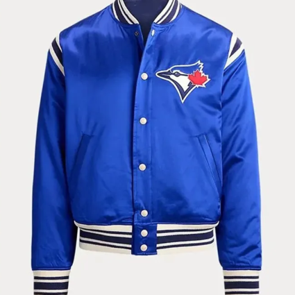 Toronto Blue Jays Teddy Blue Varsity Satin Jacket