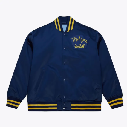 1950 Michigan Wolverines Navy Vintage Satin Jacket