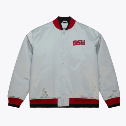 1986 Ohio State Buckeyes Silver Satin Jacket