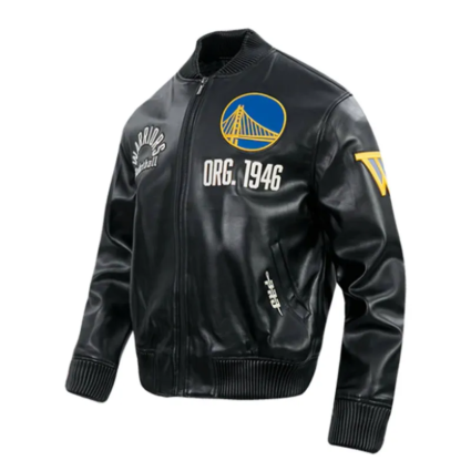 Golden State Warriors Modern Originals Varsity Leather Jacket