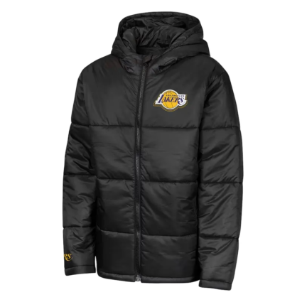 Los Angeles Black Puffer Jacket Hooded