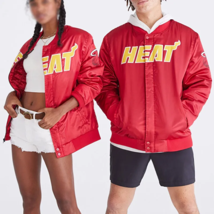 Red Miami Heat Bomber Satin Jacket