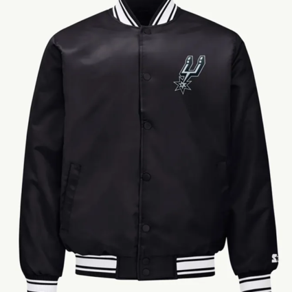 San Antonio Spurs Mesh Look Black Varsity Satin Jacket