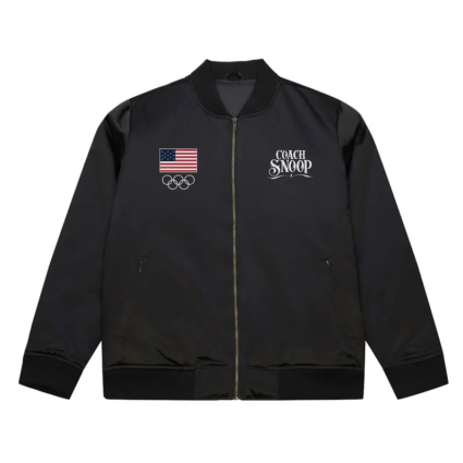 Team USA Coach Snoop Black Satin Bomber Jacket