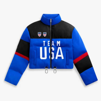Womens Team USA Cropped Puffer Jacket