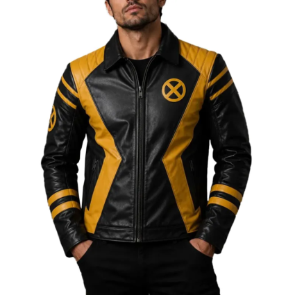Mutant X-Men Inspired Black and Yellow Leather Jacket