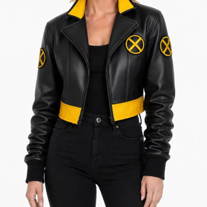 Rogue X-Men 97 Cropped Black Leather Jacket