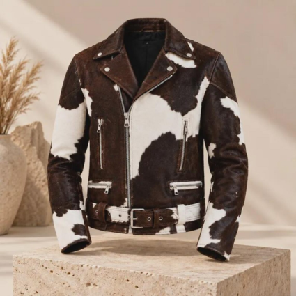 CowHide Leather Moto Jacket Mens