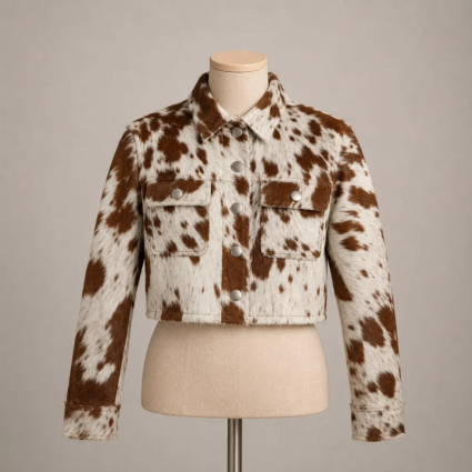 Genuines Cow Print Boho Cowgirl Jacket