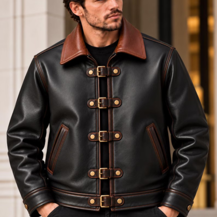 Mens Genuine Cow Leather Jacket